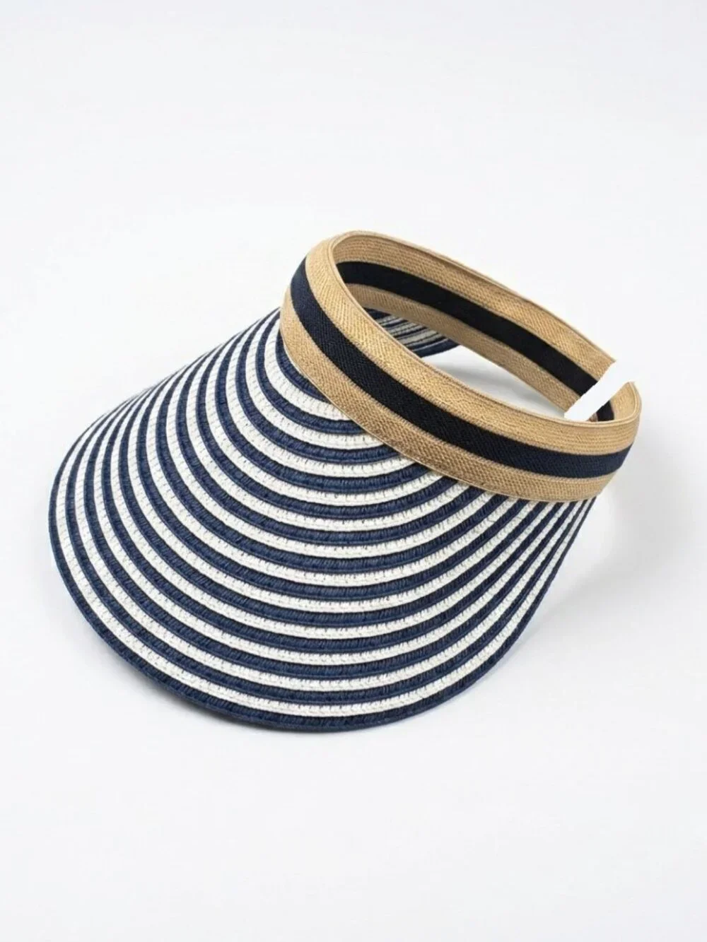 Premium Women’s 100% Straw Striped Sun Visor Hat